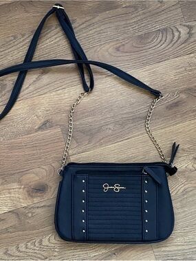 Jessica Simpson Black Quilted Crossbody with Gold Chain